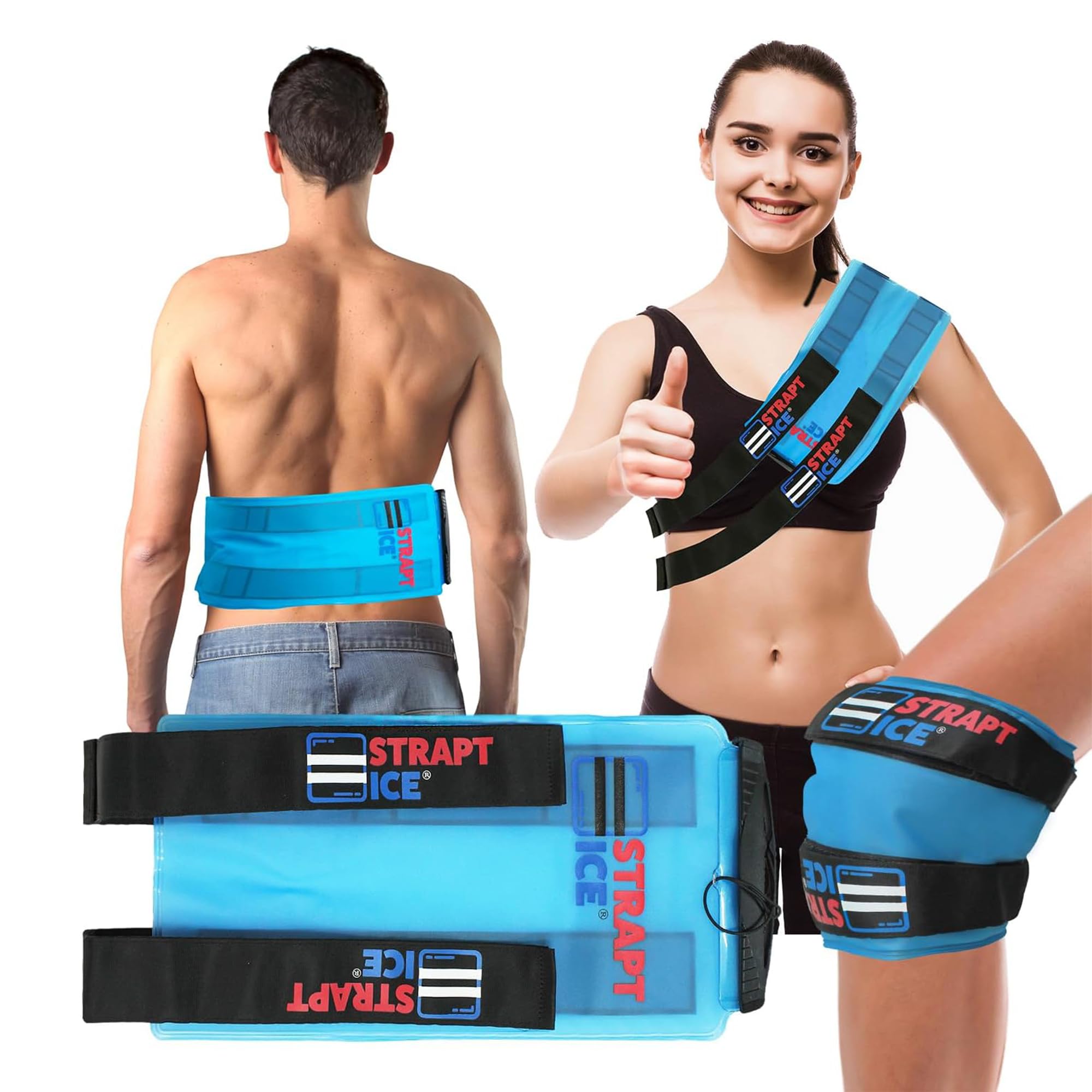 Strapt Ice, Fillable, Reusable & Wearable Ice Pack with Straps - Instant Cold Therapy Wrap for Shoulder, Knee, Elbow & Back Pain Relief-Ice Packs for