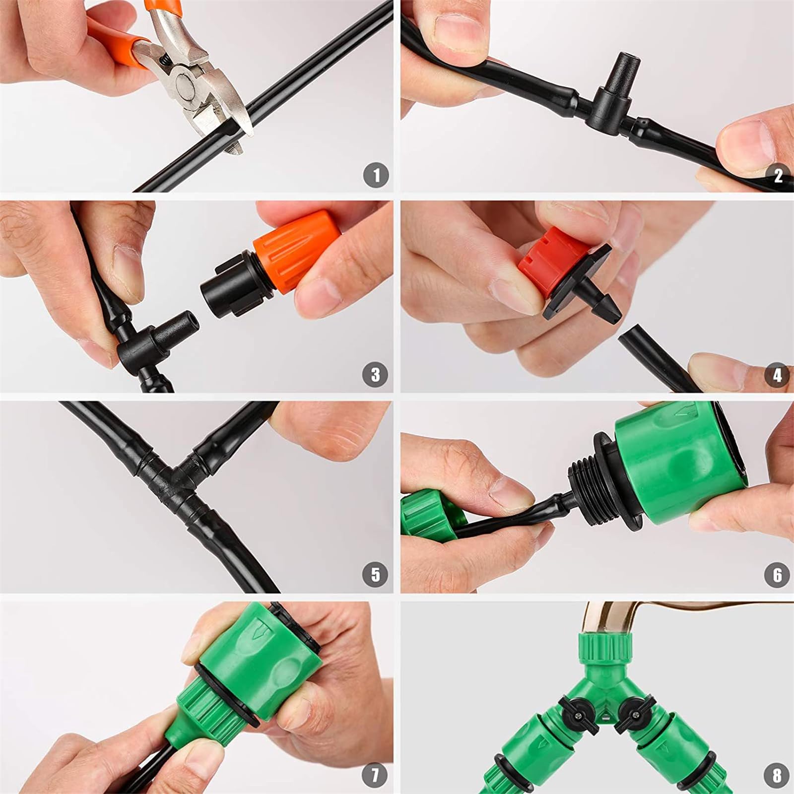 50M Irrigazione a goccia per piante in vaso irrigazione regolabile gocciolatore tubo irrigazione giardino irrigazione flessibile connettore tubo da giardino