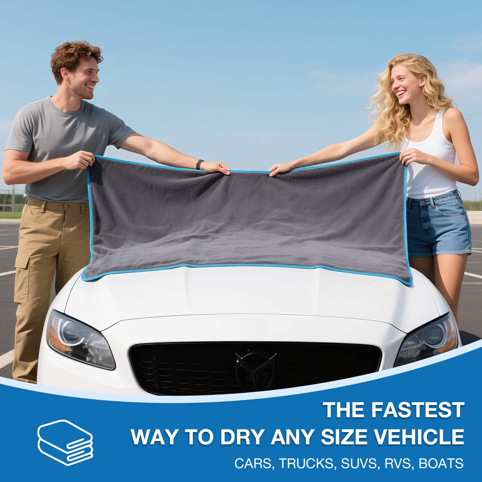 Toalla de microfibra extra grande de 71 x 24 pulgadas para coche, paño de lavado ultra absorbente, diseñado específicamente para coches de secado rápido, sin desprendimiento, sin rayas