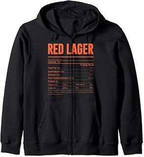 Red Lager Funny Beer Nutrition Facts Alcohol Matching Zip Hoodie