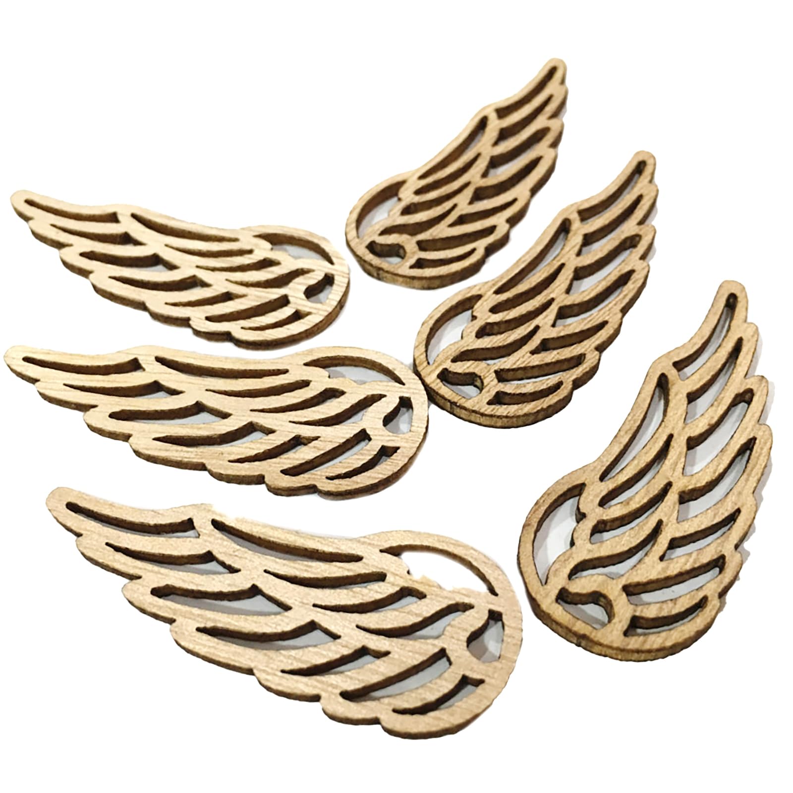 Buxuaaaa 10Pcs Unfinished Craft Wood Slices Wing Shaped Wood Cutouts for Painting Engraving Hanging Ornaments Wedding Decoration Christmas Ornaments