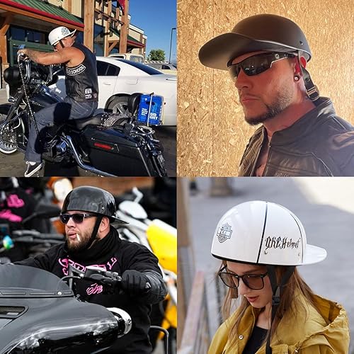 Miniatura 3 de Gorra de béisbol con medio casco de motocicleta estilo vintage para adultos, hombres y mujeres, con cara abierta, para motocicletas de crucero,