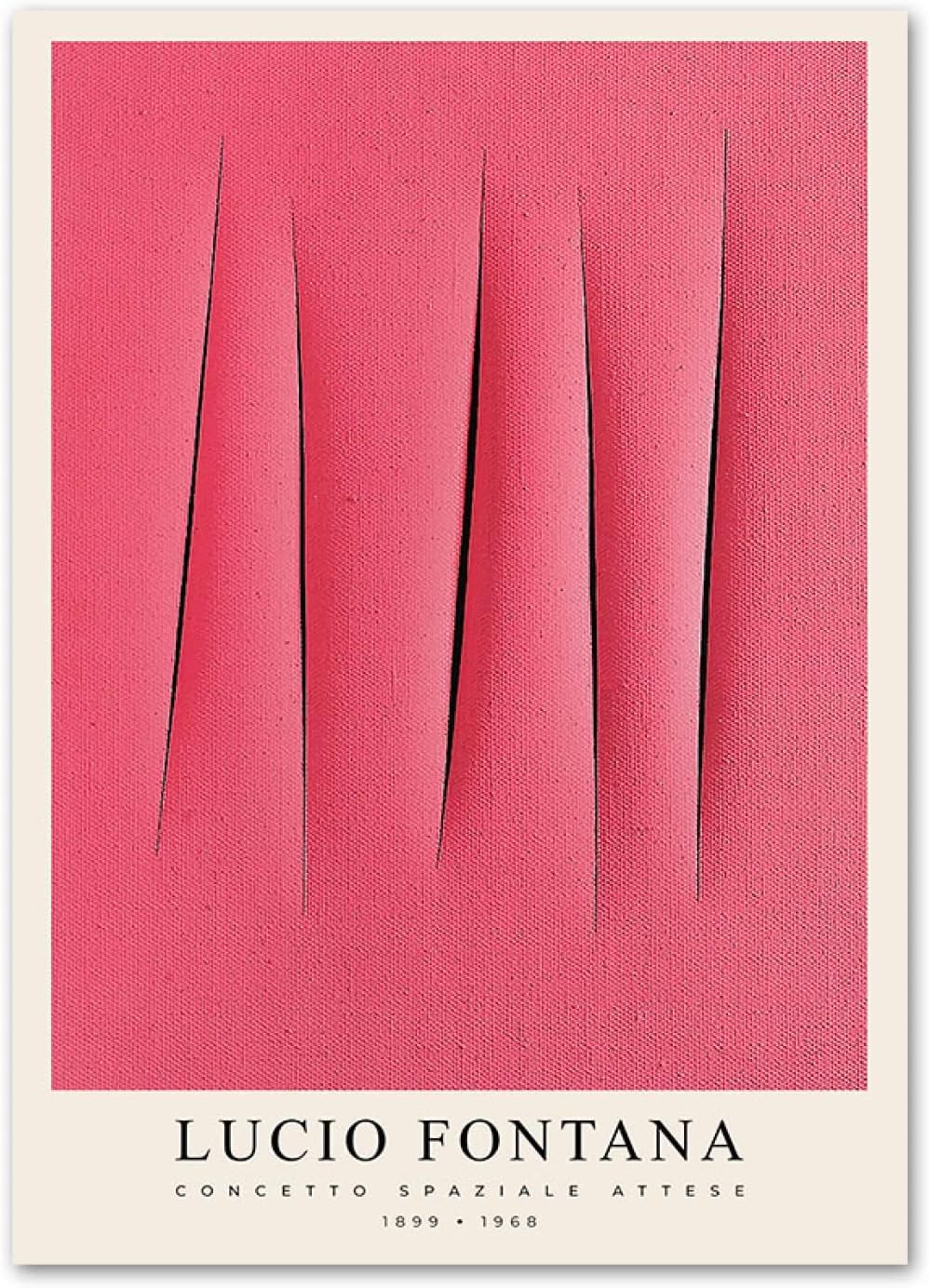 Lucio Fontana Impression Toile Anti-Reflet Rose 60x80cm