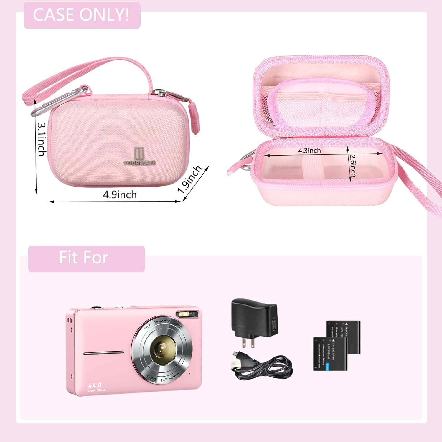 Hard Storage Case for CAMKORY/VAHOIALD/QONGUDS/Fleafer/WONNIE/VYNCS/SMARTKLIK/Rovemre/YiFuar/Focusify/Canon PowerShot 180 190/Sony DSCW800 830 Digital Camera(Case Only) - Image 6