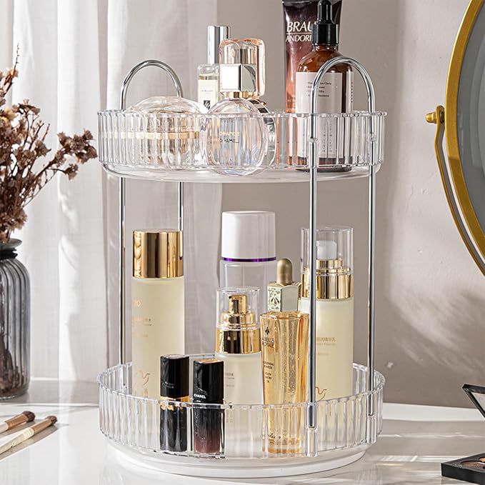 360°Rotating Bathroom Counter Organizer, 2-Tier Cosmetic Organizer ...
