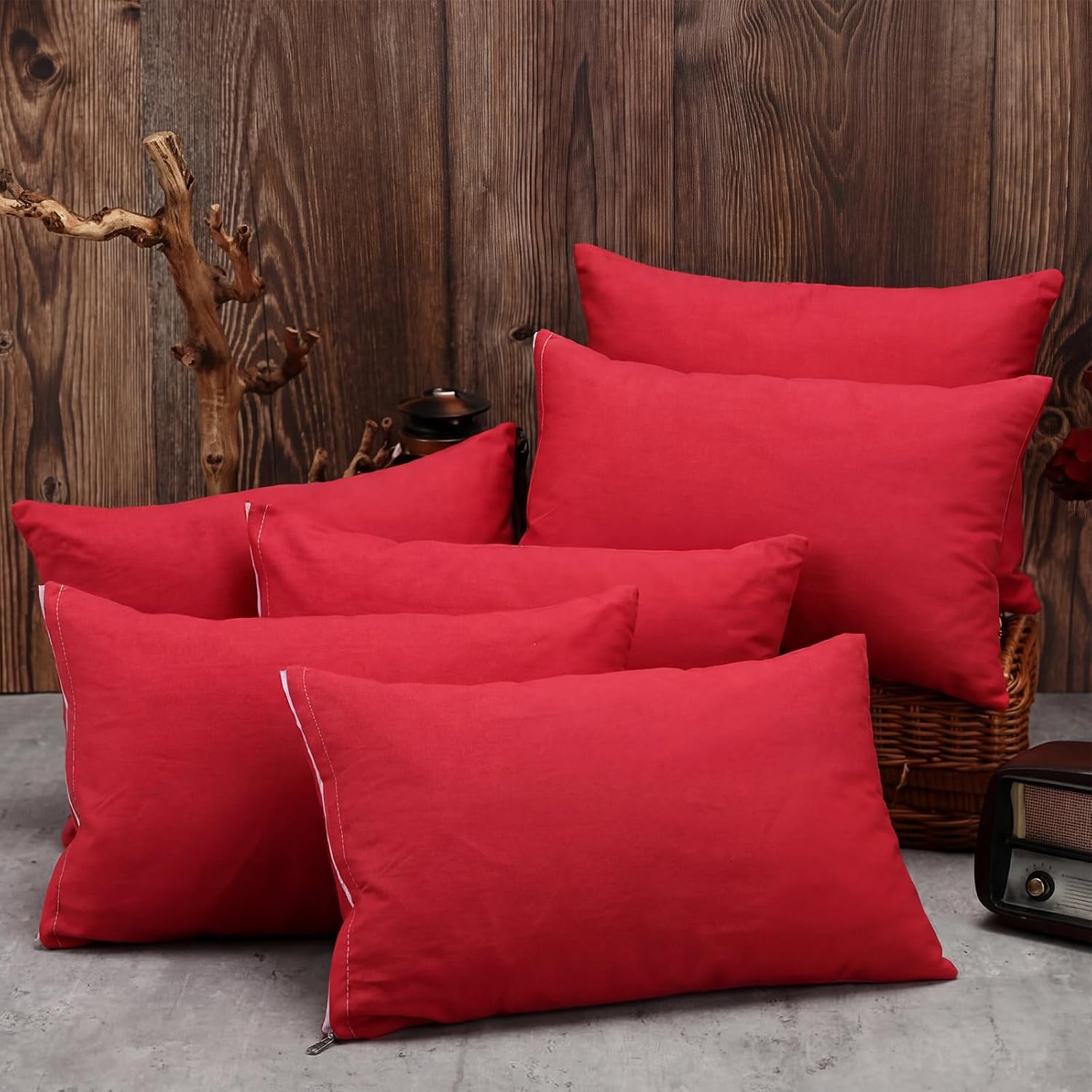 Kigley 6 Pack Mini Pillows Bulk for Daycare, Travel, 14"x9" Small Soft Pillow for Pet Neck/Lumbar Support(Red)