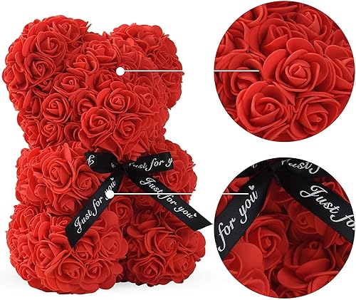 Miniatura 3 de KZEBRA Oso de rosas con caja, oso de peluche de rosas, cachorro de oso de flores para su día de San Valentín, boda, día de la madre, fecha,