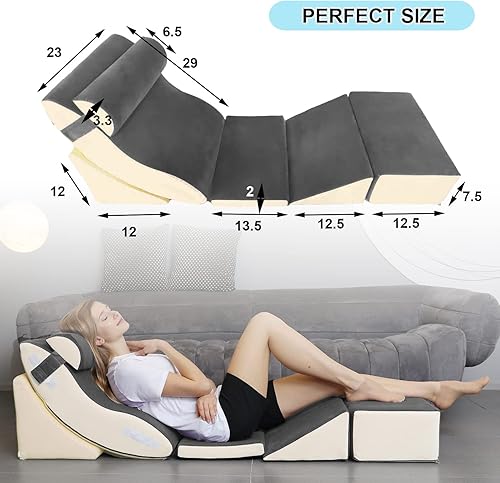 Miniatura 2 de TokSay Juego de 6 almohadas ortopédicas de cuña para cama almohada de memoria poscirugía para alivio del dolor de cuello espalda y piernas alivia la