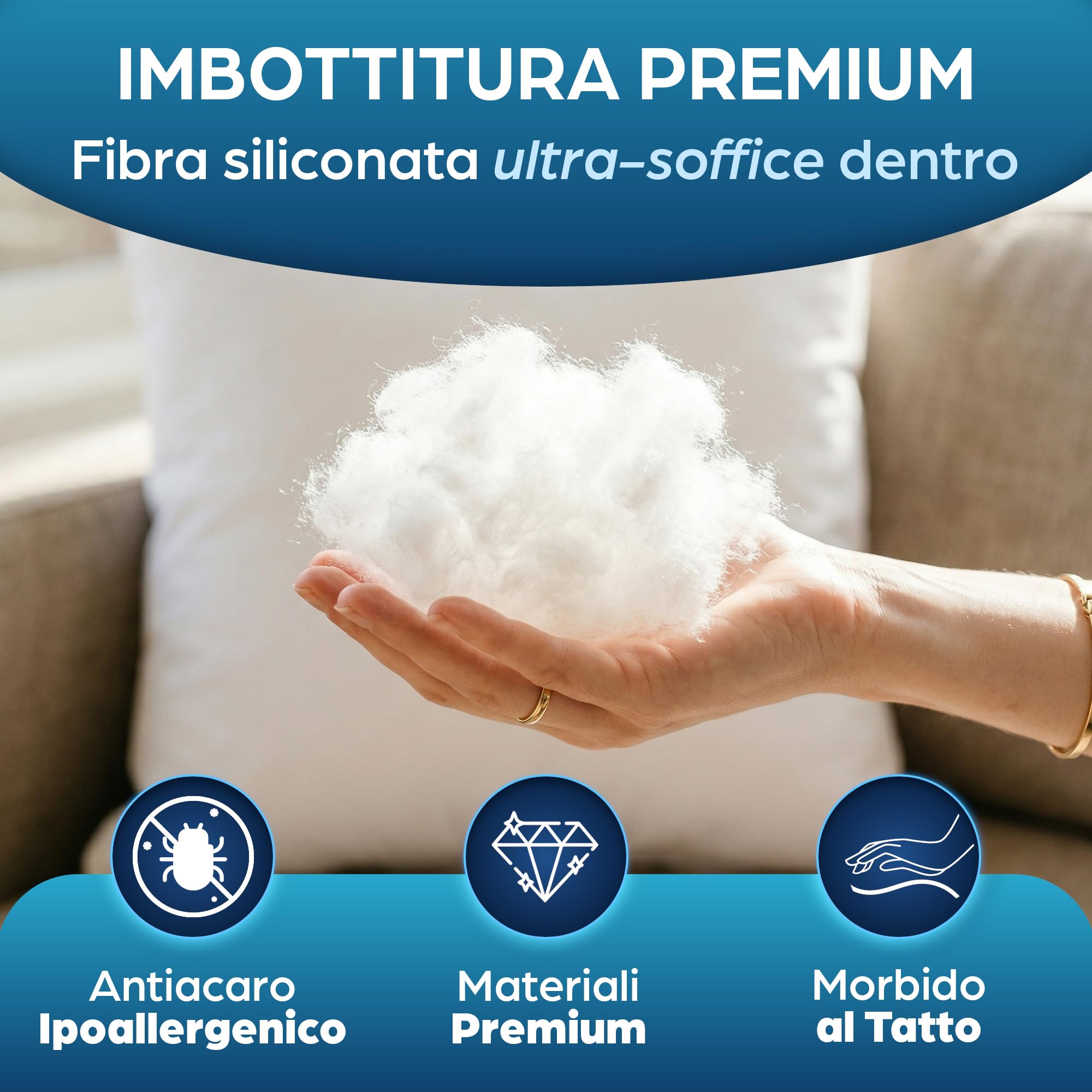 Flowen Cuscini per Divano 45x45 Imbottitura Cuscini 4 pezzi Interno Decorativi Quadrati Morbidi con Federe in Poliestere Bianca Anallergici Antiacaro Arredo Casa Salotto Letto - 4