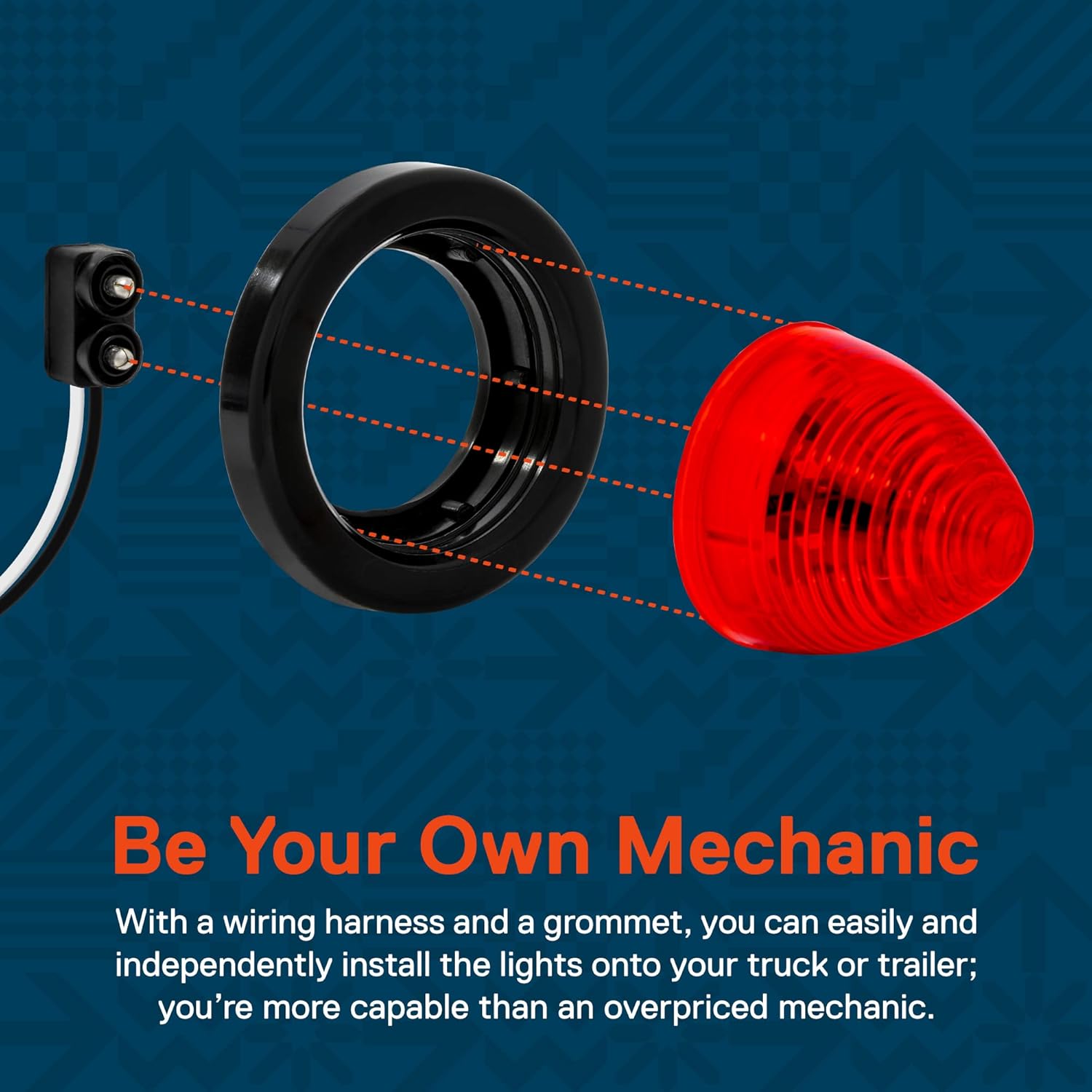 TRUE MODS 8pc 2 Inch Round Red Beehive LED Boat Trailer Marker Light [DOT FMVSS 108] [SAE P2] [Grommet & Plug] [IP67 Submersible] Bee Hive Cone Clearance Side Marker Light for RV Semi Truck Auto