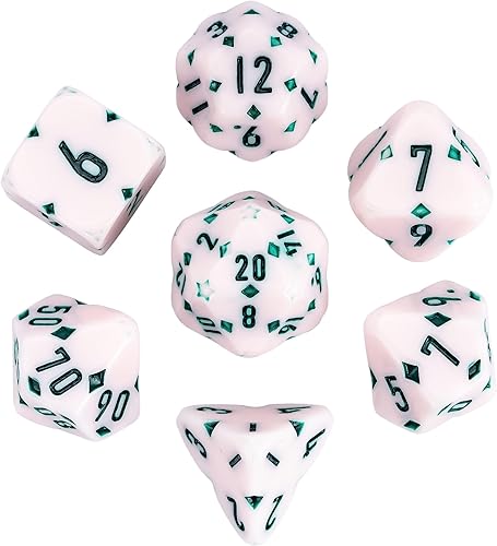 Miniatura 21 de Juego de 11 dados poliédricos de resina DND, dados de jade D&D para juegos de rol, juego de mesa RPG (verde)