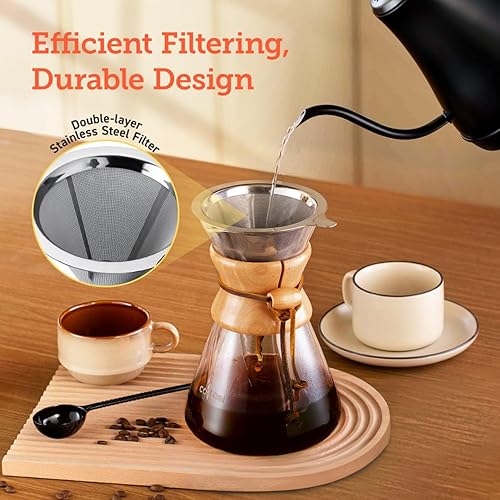 Vista 2 de COSORI Cafetera de Vertido con Filtro de Acero Inoxidable de Doble Capa, 8 Tazas, 34oz, Cafetera de Goteo, Preparador de Café por Goteo, Jarra