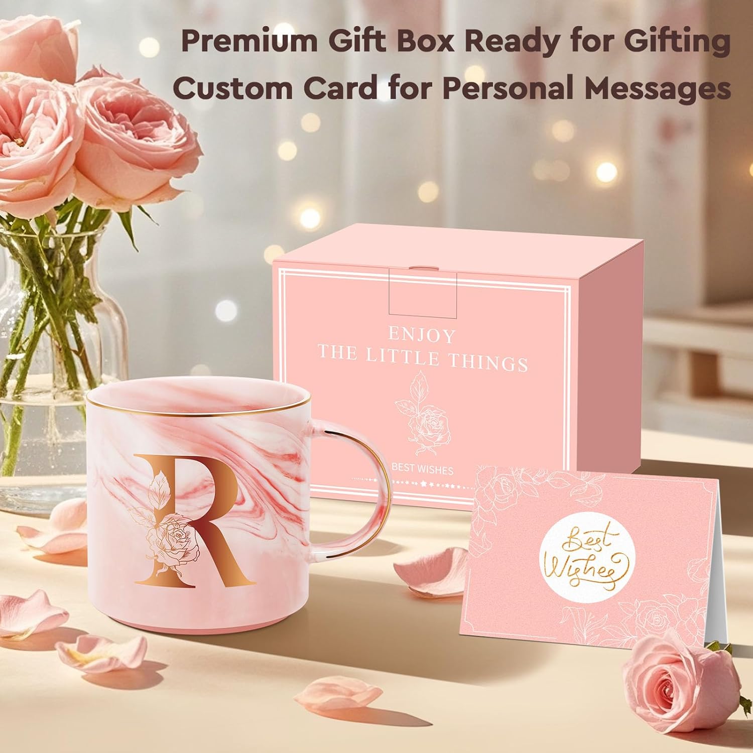 Valentines Day Gifts for Her, Anniversary Birthday Galentines Gifts for Women Mom Grandma Friend Sister Wife Teacher Coworker, Personalized Initial Customized Gift Monogrammed A-Z Coffee Mug 12 OZ(R) - Image 8