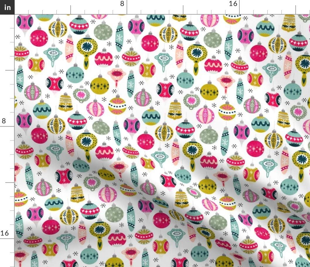 Spoonflower Fabric - Small Vintage Christmas Ornaments Retro Xmas Holiday Ornament Printed on Petal Signature Cotton Fabric by The Yard - Sewing Quilting Apparel Crafts Decor