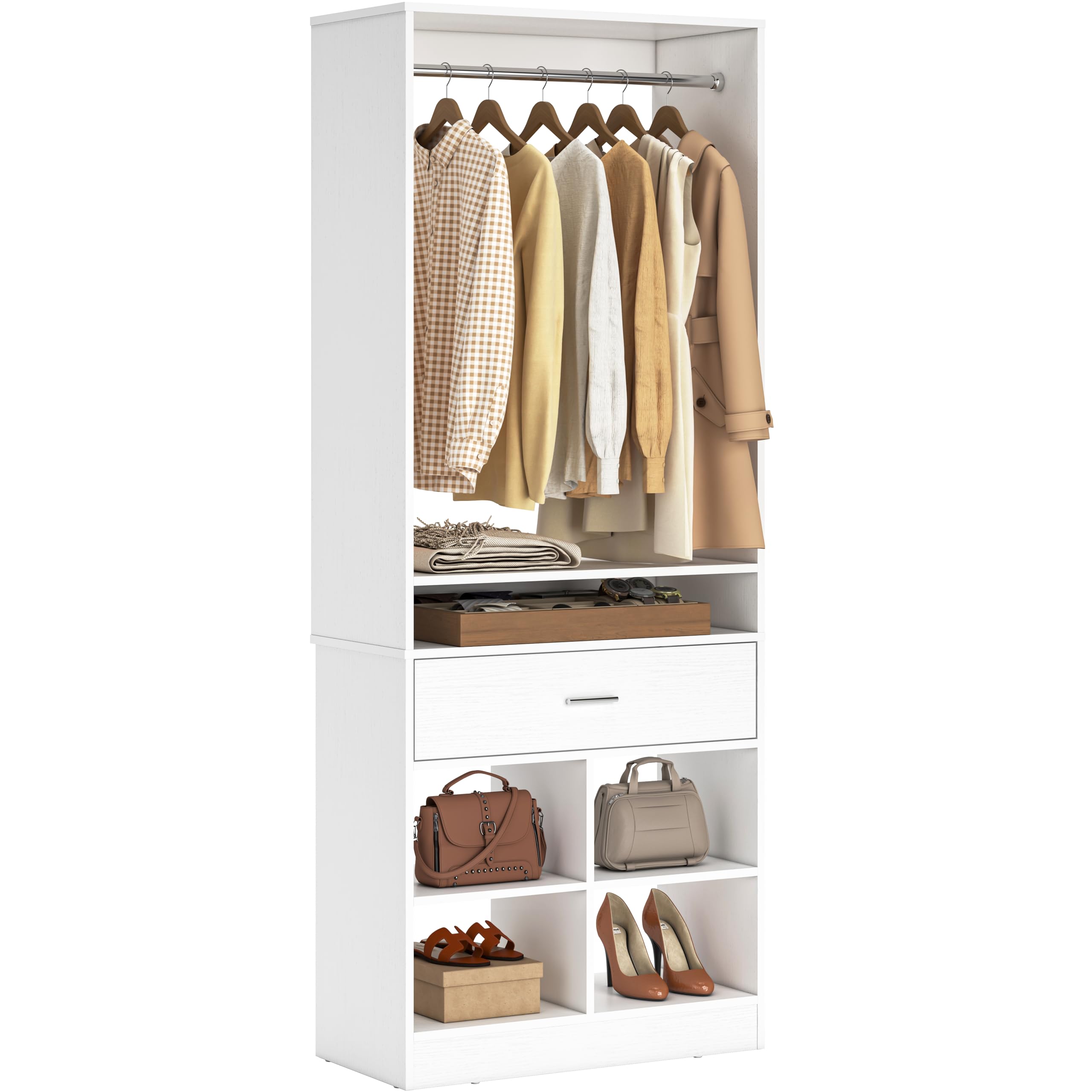Amazon.com: Unikito Freestanding Closet System with Wood Drawer and 4 ...