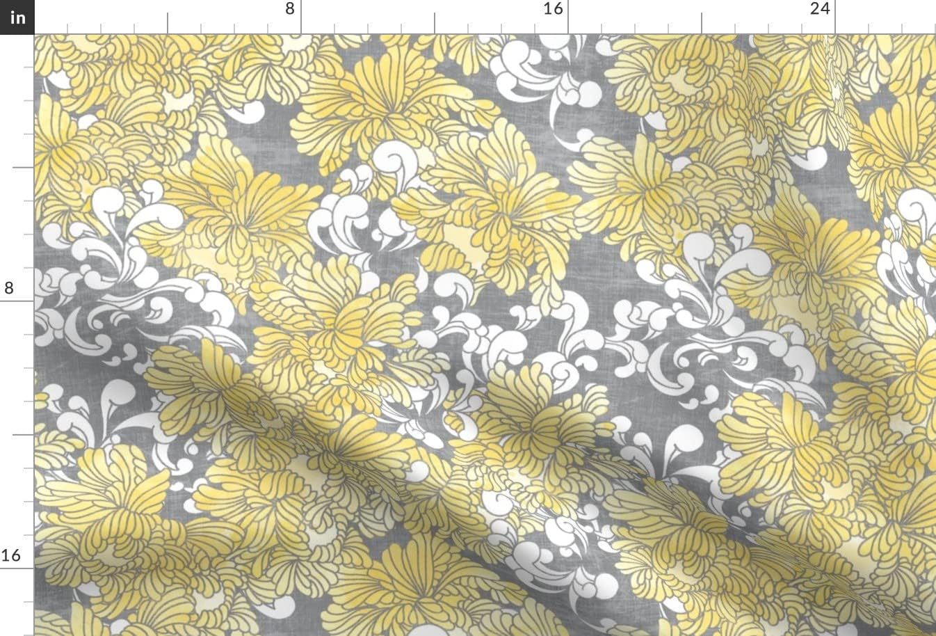 Spoonflower Fabric - Peony Watercolor Flowers Gray Yellow Nature Spring Printed on Chiffon Fabric by The Yard - Sewing Fashion Apparel Dresses Home Decor