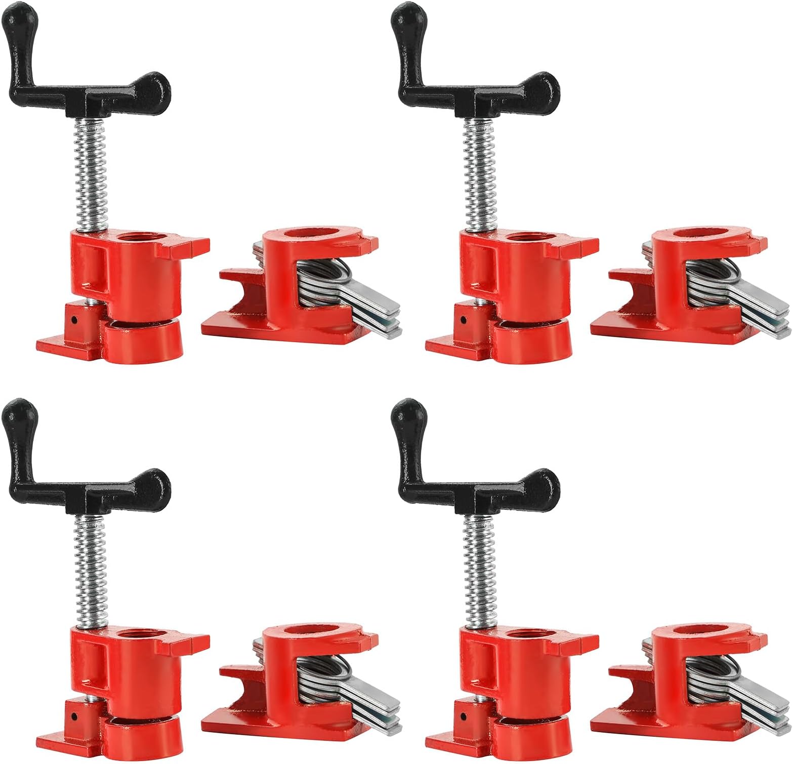 FLK Tech 4 Pack 1/2” Wood Gluing Pipe Clamp Set, Heavy Duty Pipe Clamps, Cast Iron Wood Clamps Quick Release for Woodworking, Carpentry, Home Improvement, and DIY Projects