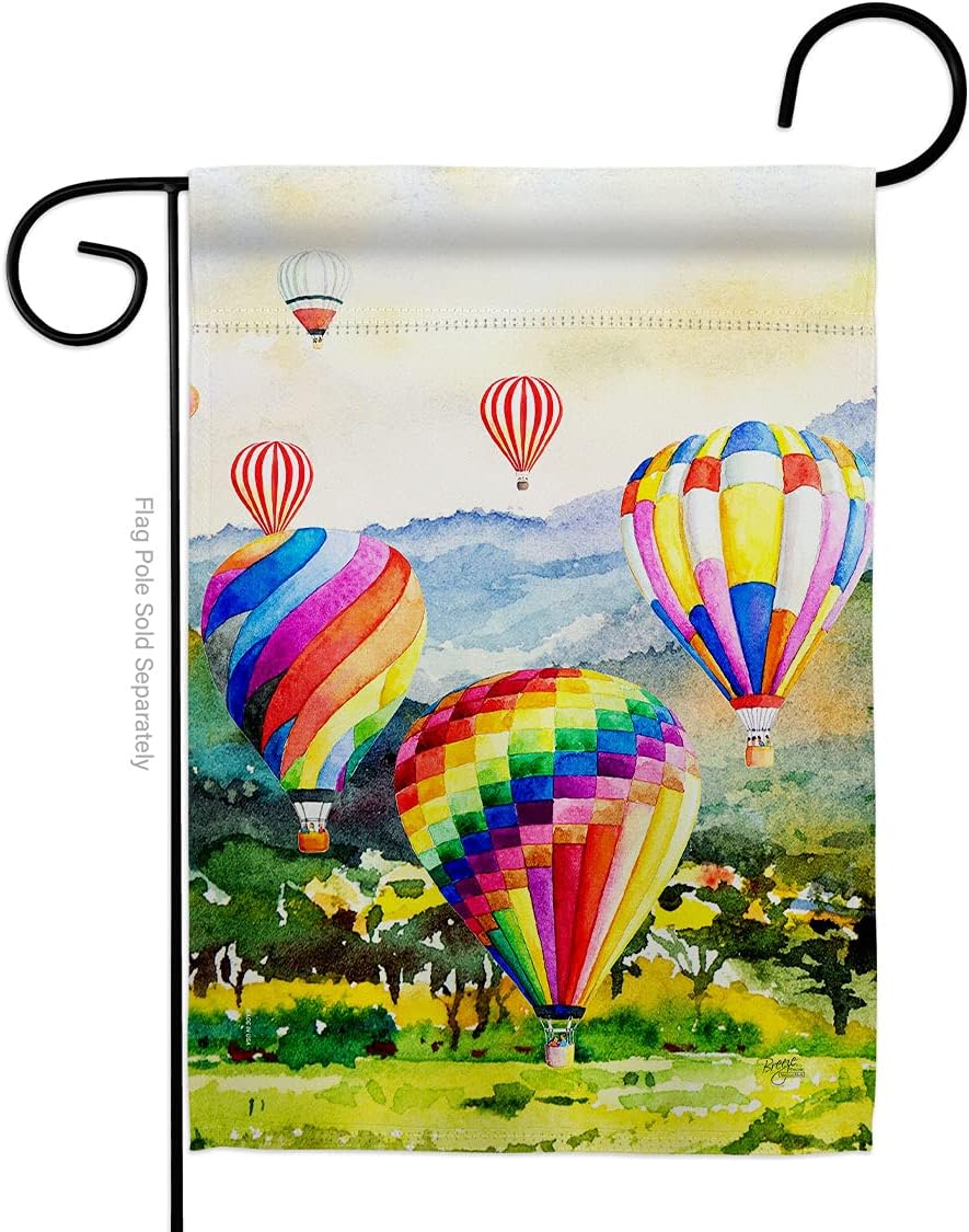Breeze Decor Escape Hot Air Balloon Garden Flag Summer Fun in The Sun Beach Pool Luau Tropical Party Season Outdoor Summertime Sunny House Decoration Banner Small Yard Gift Double-Sided, Made in USA