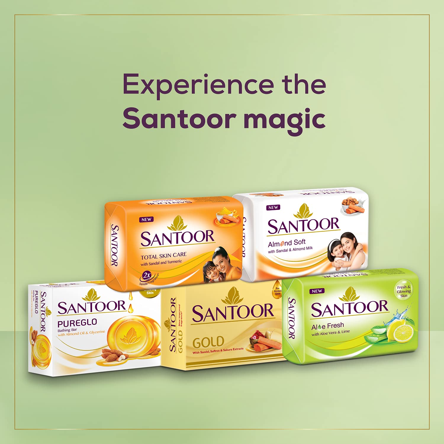 Santoor Aloe Fresh Soap with Aloe Vera and Lime for Radiant Looking