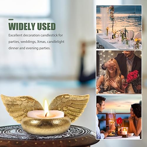 Miniatura 9 de 2 portavelas de oración, portavelas de ala de ángel, estatua de alas de ángel para centros de mesa de bautismo, boda, aniversario, cumpleaños,