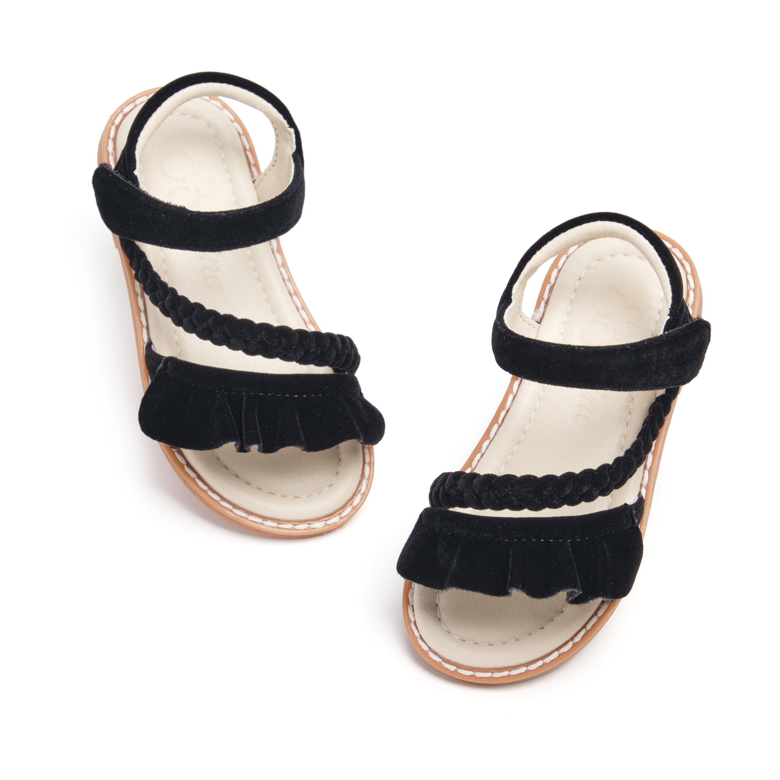 ESTINE Toddler/Little Kid Girls Dress Cross Strappy Open Toe Sandals Princess Flats Summer Flower Girl Shoes