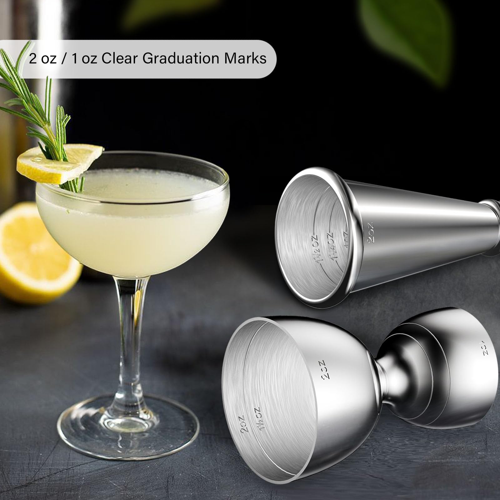 2 Pack Jiggers for Bartending, Heavy Duty Bell Jigger & Japanese Jigger — Amazon image 2