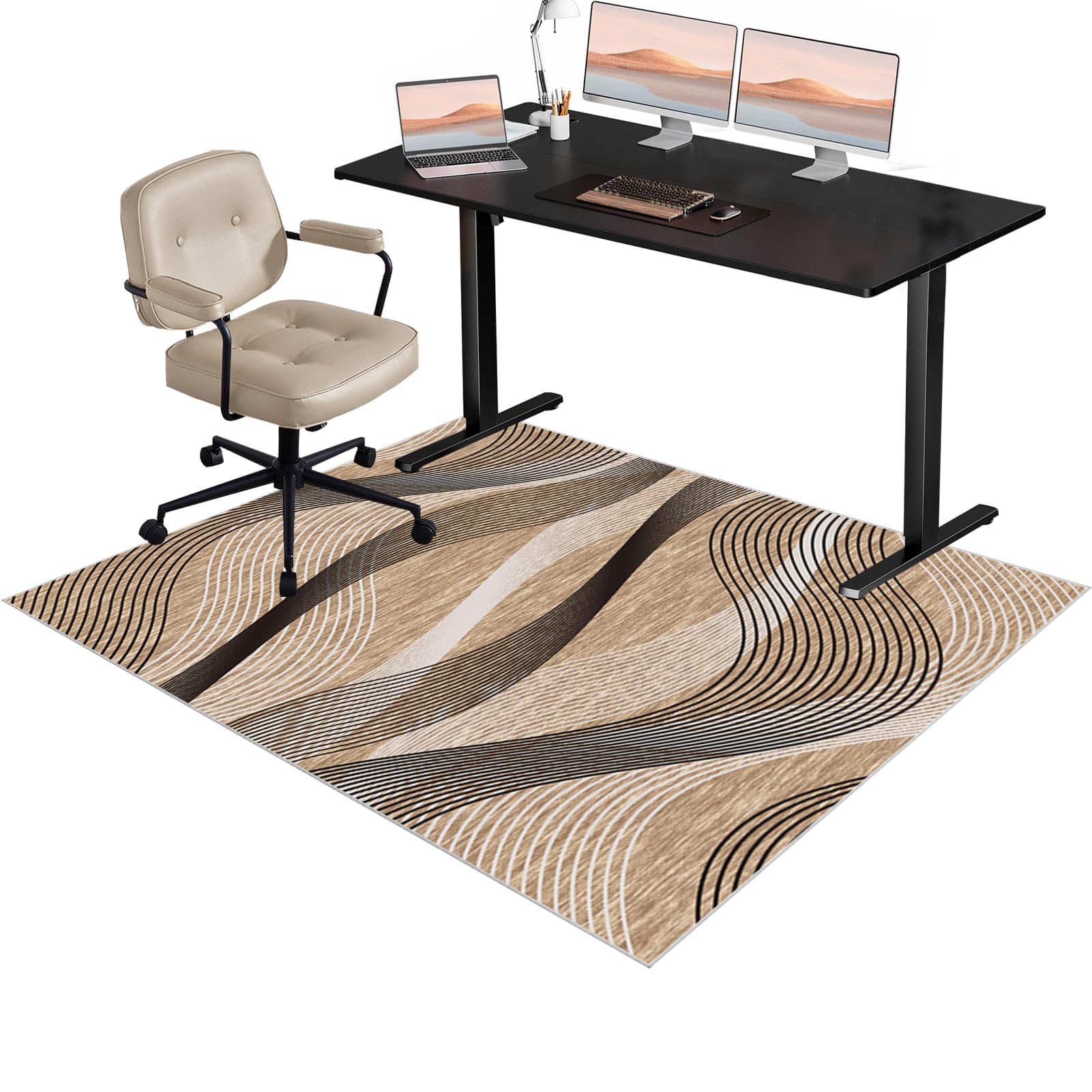 Office Gaming Chair Mat for Hardwood Floor, Non-Slip Floor Mat For Home Office Gaming Room, Office Chair Mat for Carpet Floors, Carpet Floor Protector 130 x 140 cm, Desk Chair Mat for Rolling Chair