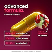 Vista 4 de Suplemento de berberina de 1250 mg Potentes cápsulas botánicas para controlar el peso con melón amargo y hoja de banaba - HCl de extracto