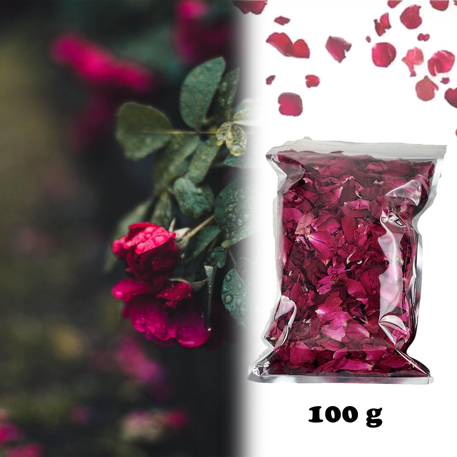 100g Getrocknete Rosenblätter - Natürliches Blütenkonfetti Für Hochzeit, Party & Bad