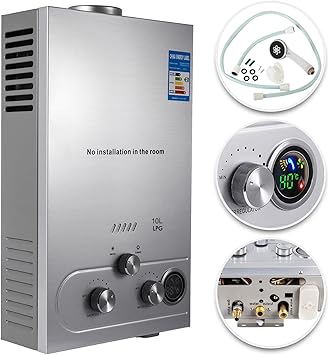 10L Gas Water Heaters, 20kw Instant Shower Water Heater, Digital Temperature Display & Easy Installation & 24-Hour Water Supply, For Kitchen Bathroom Shower Mall Salon 10L