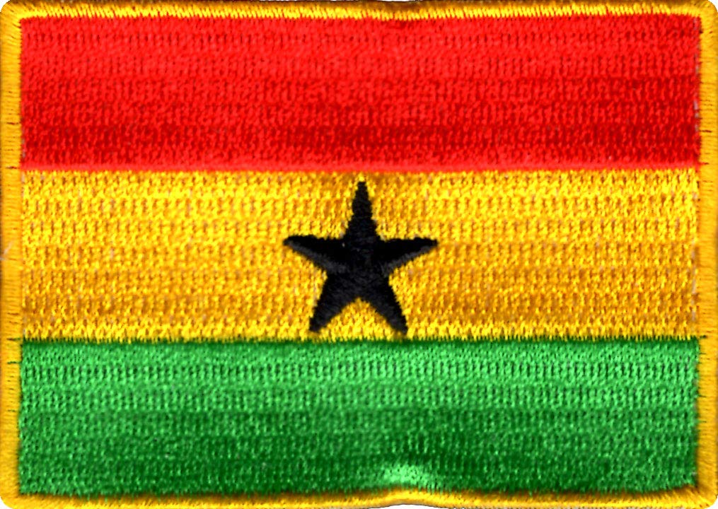 Ghana Flag Applique Embroidered Sweing Patch Suitable for Jackets, Bags, T-Shirts, Jeans, Pants, Outdoor Clothing ; Size: 7cm x 5cm ; Imported from Malaysia (1 Piece).