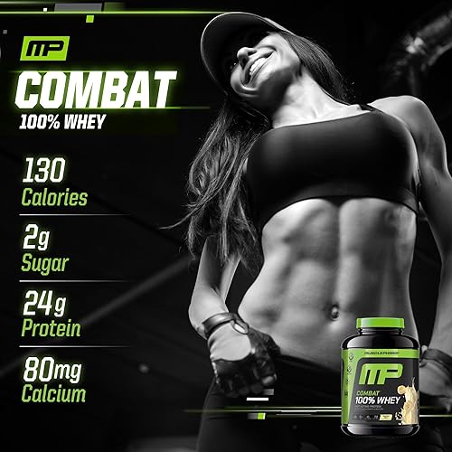 Miniatura 4 de MusclePharm Combat 100% proteína de suero en polvo, sabor a leche de plátano, recuperación rápida y ganancia muscular con aislado de proteína de