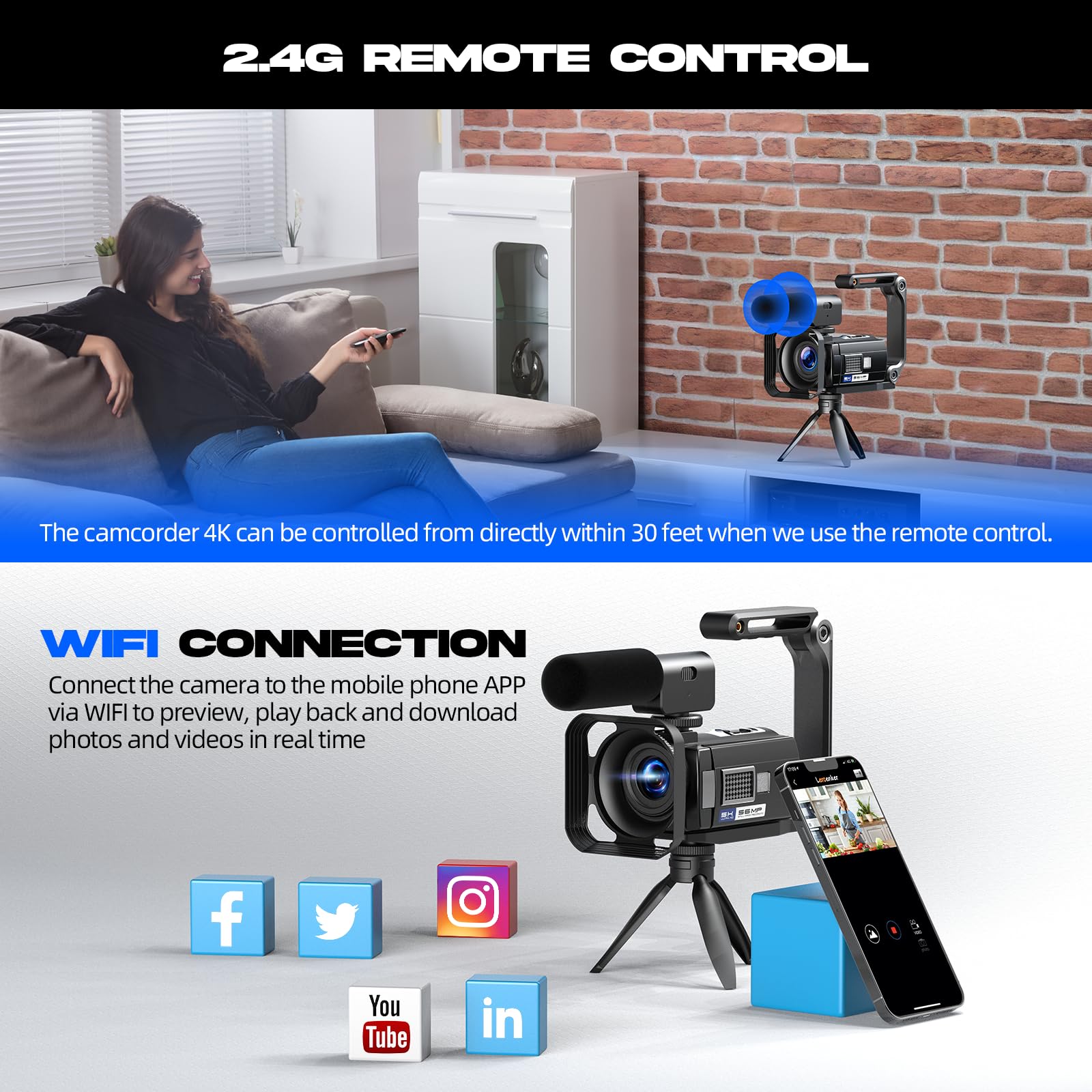 Digital Camera Video Camera Red 1080P 16MP Vlogging Camera