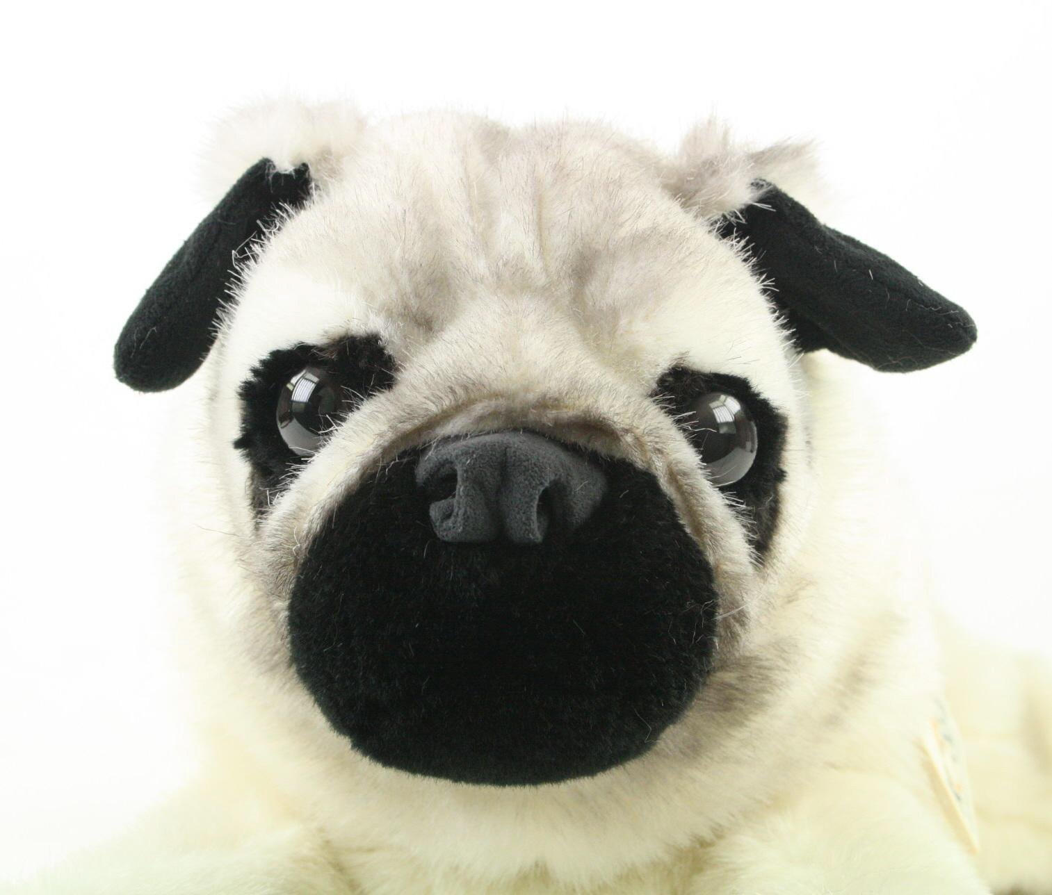 Teddys Rothenburg Kösen Mops 41 cm liegend beige/schwarz Stoffmops Plüschhund Kuscheltier