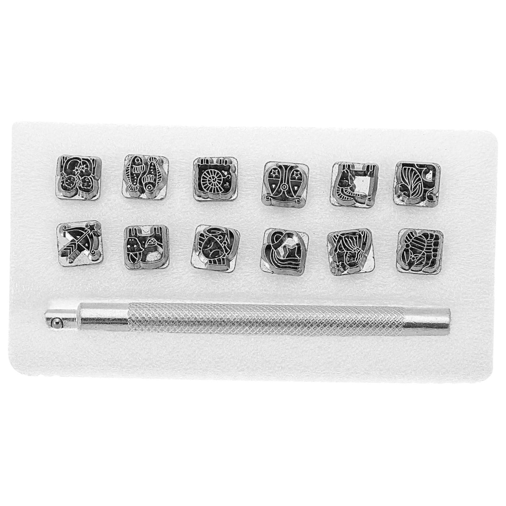 OSALADI DIY Leather Craft Kit Star Gold Stamping 12 Pattern Punch Press Tool Set