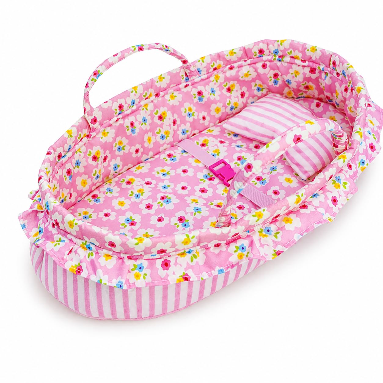 Cozy Dream - Culla portatile per bambole, adatta per bambole americane fino a 36 cm, cuscino morbido e fibbia di sicurezza inclusi, colore: rosa