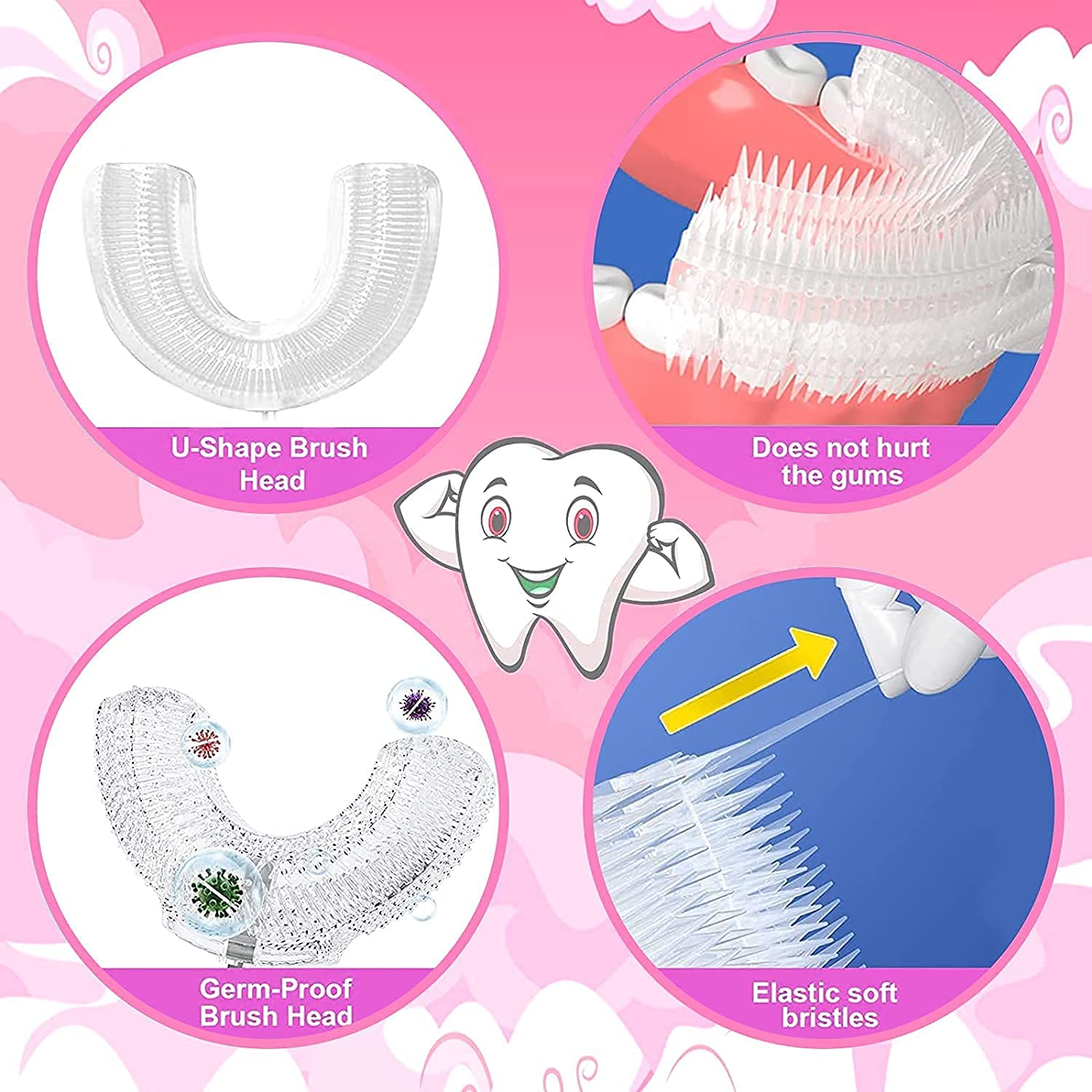 Exotic Mall U Shaped Toothbrush for Kids Manual Whitening Toothbrush Silicone Brush Head for Kids Children Infant Toothbrush For 2-6 Years Mouth-Cleaning (2ps & Multicolour) 2