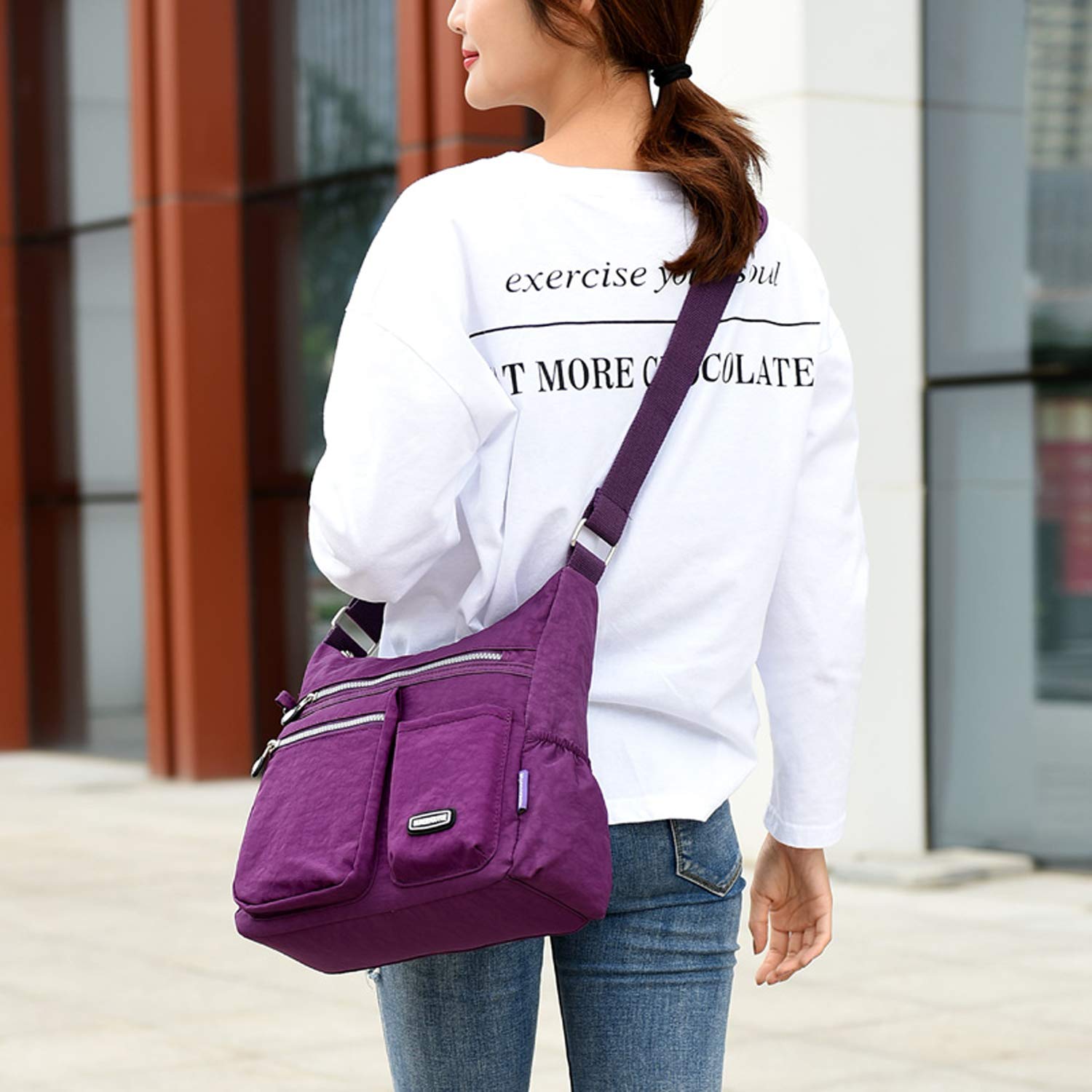 Borsa Tracolla Impermeabile Borse a Spalla Donna Borse da Viaggio Leggero Borsa Laterale Sportiva Sacchetto Casuale Durevole Borsetta per Libri Borsello Scuola