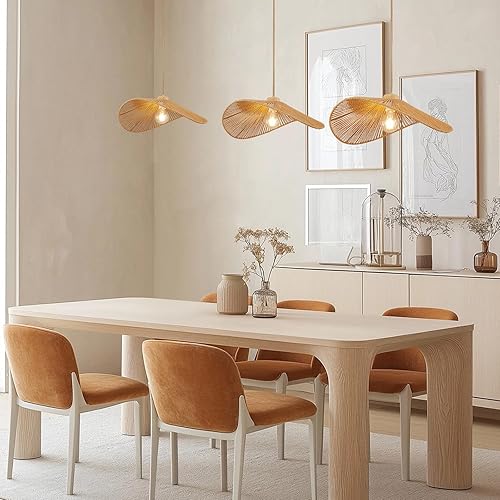 Miniatura 8 de Lámpara colgante de ratán bohemio, estilo moderno, lámpara colgante de bambú natural Bohia, hecha a mano, lámpara colgante de 1 luz para casa de