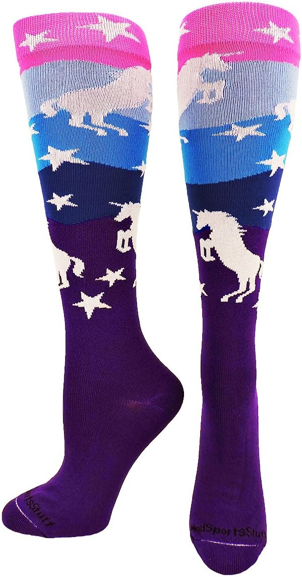 MadSportsStuff Neon Unicorn Socks Over the Calf