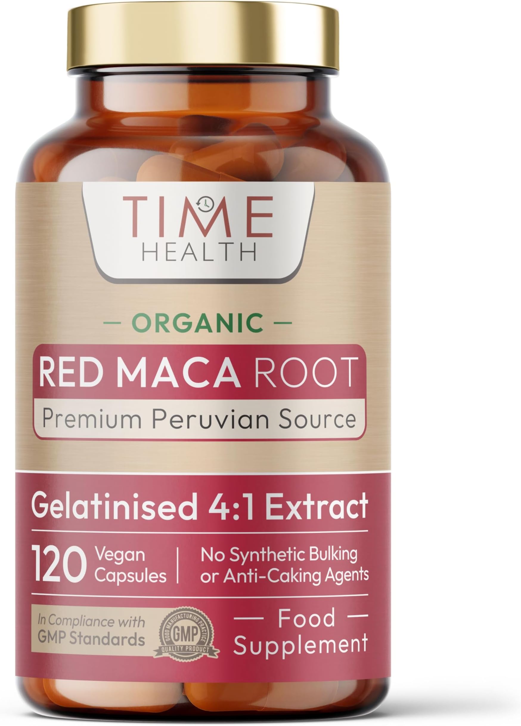 Organic Red Maca Root - 2000mg per Capsule - Peruvian Source - Gelatinized for Absorption - UK Manufactured - Pullulan (120 Capsule Pouch)