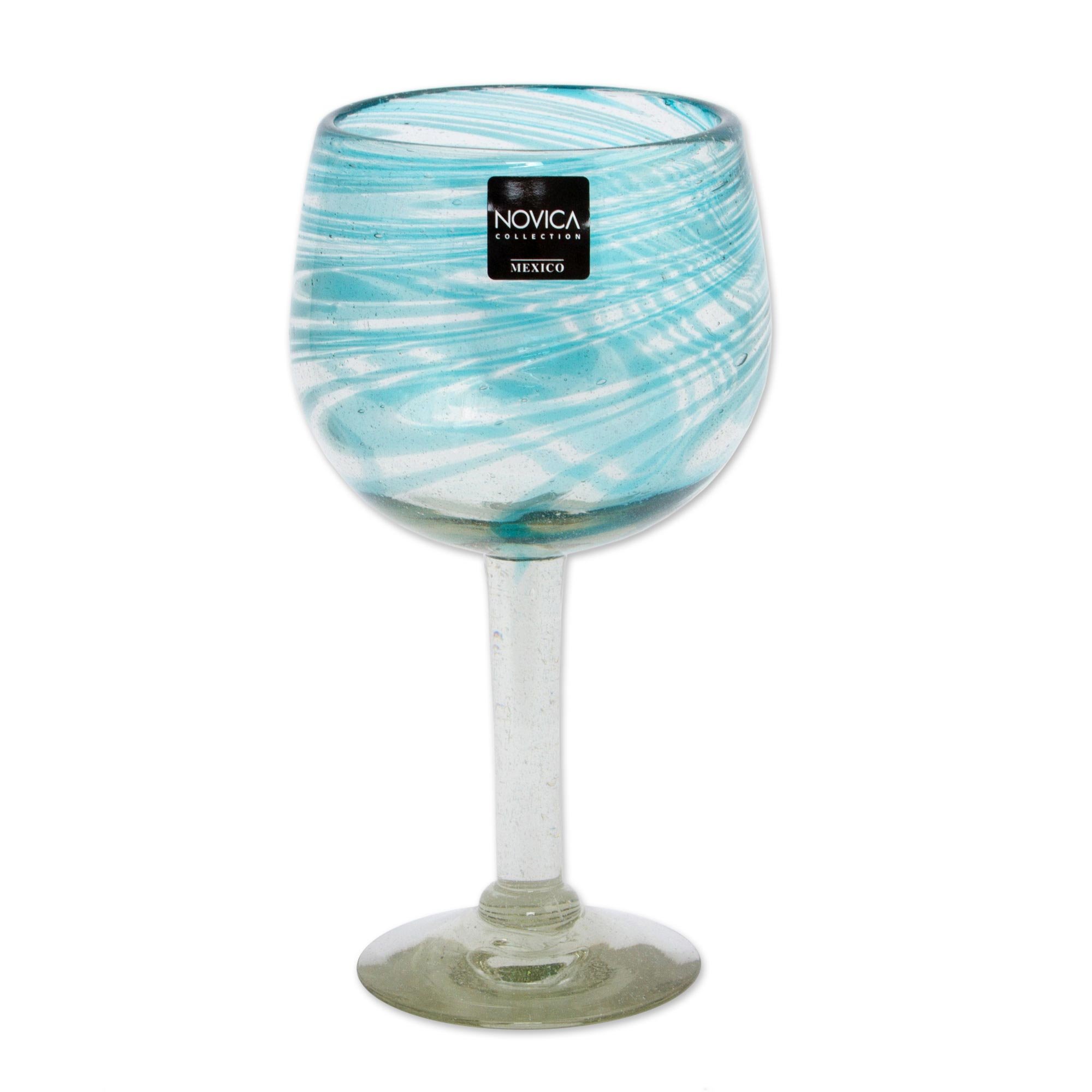 twisted stem wine glasses ADRIANA: Wine Glass Twisted Stem + Water "bell" Glass - LIGHT BLUE (SE