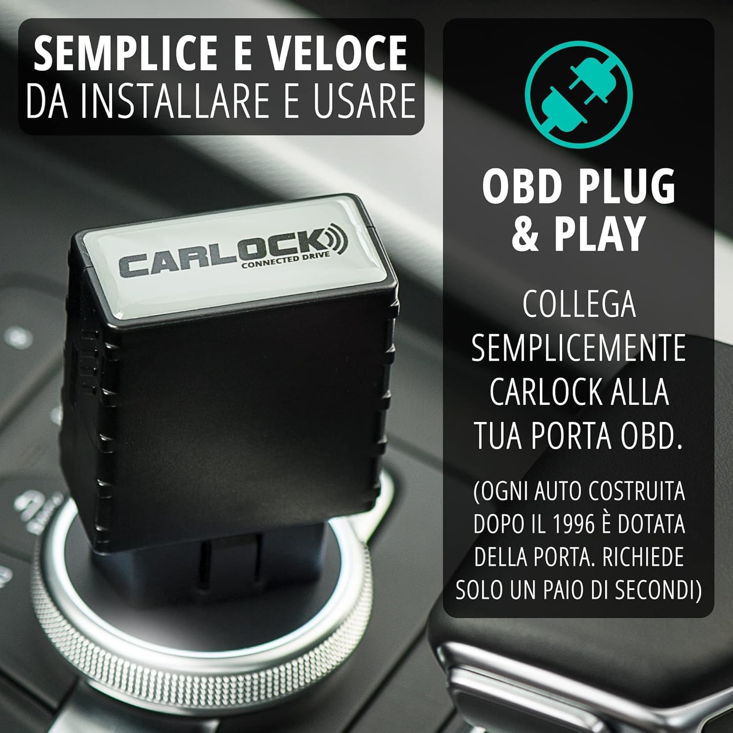CARLOCK: Antifurto Auto, 4G GPS Tracker in Tempo Reale con Sistema di Allarme tramite Smartphone, con Dispositivo e App, Preciso e Facile da Usare