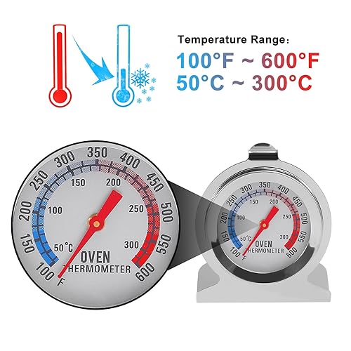 Miniatura 6 de Termómetro de horno de lectura instantánea de acero inoxidable para parrilla de 122.0-572.0 F100-600F para cocina, hornear (10 unidades)