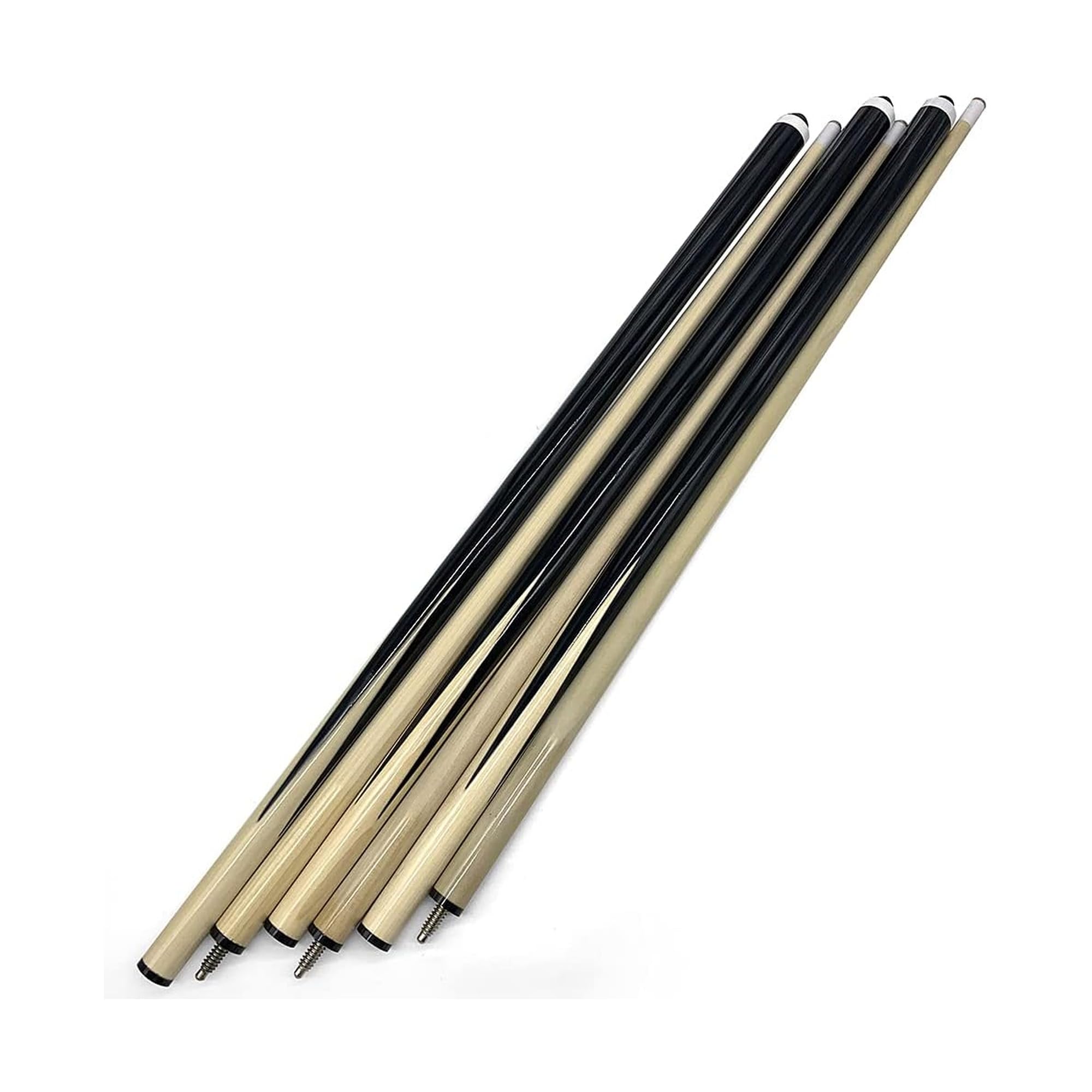 Set 4 Stecche da Biliardo Smontabili 145 cm – Pool e Carambola – Legno di Cassia – Colore Nero e Beige – Alta Qualità per Giocatori Principianti e Professionisti