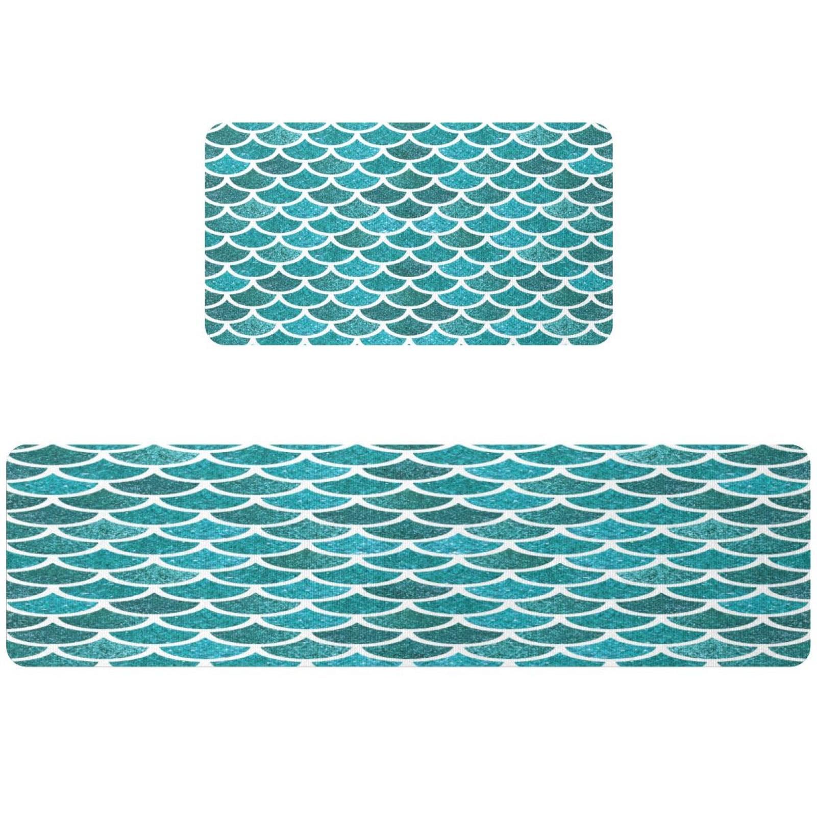 Alfombrillas de cocina para pasillo y cuarto de lavado absorbentes en color azul 2 piezas