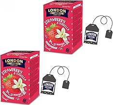 London Fruit® Strawberry and Vanilla Infused | Hibiscus Strawberry Vanilla Infused Single Sachets - 2 x 20 Filters (80 Gr) | Caffeine Free Herbal Tea