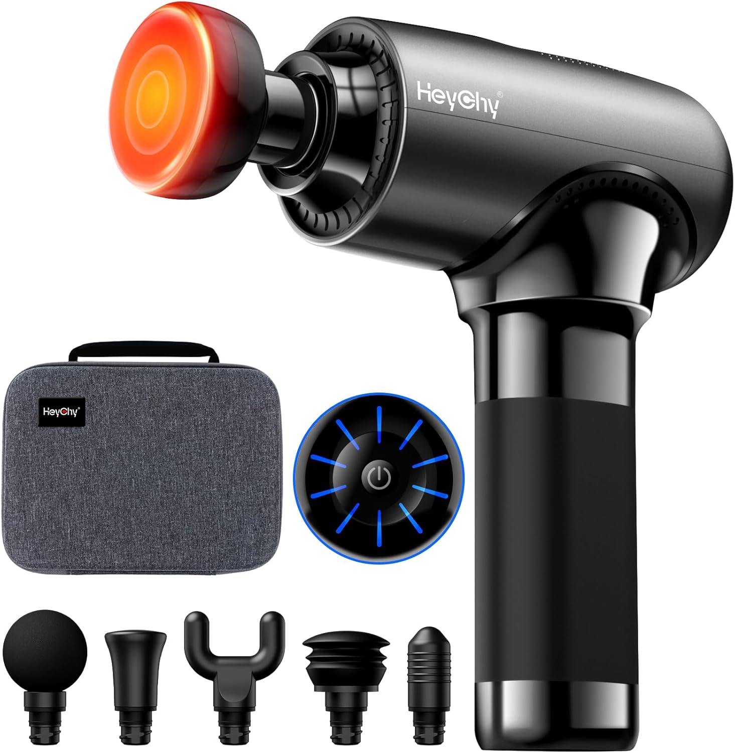 Massage Gun Deep Tissue with Heat Head, Handheld Muscle Back Massager with Carry Case, Portable Percussion Massager Gun with 6 Replacements for Athletes Pain Relief, FSA and HSA Eligible Massage Gun Deep Tissue with Heat Head, Handheld Muscle Back Massager with Carry Case, Portable Percussion Massager Gun with 6 Replacements for Athletes Pain Relief, FSA and HSA Eligible