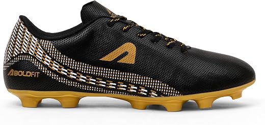 Boldfit Football Shoes for Man Studs Shoes for Men TPU Sole Synthetic Soccer Shoe ApexElite Black UK 09