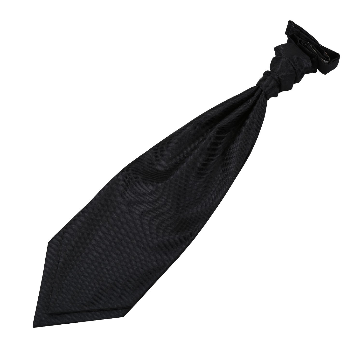 Dqt Men's Black Solid Check Pre-Tied Scrunchie Cravat – Wedding Formal Ruche Ascot Cravat